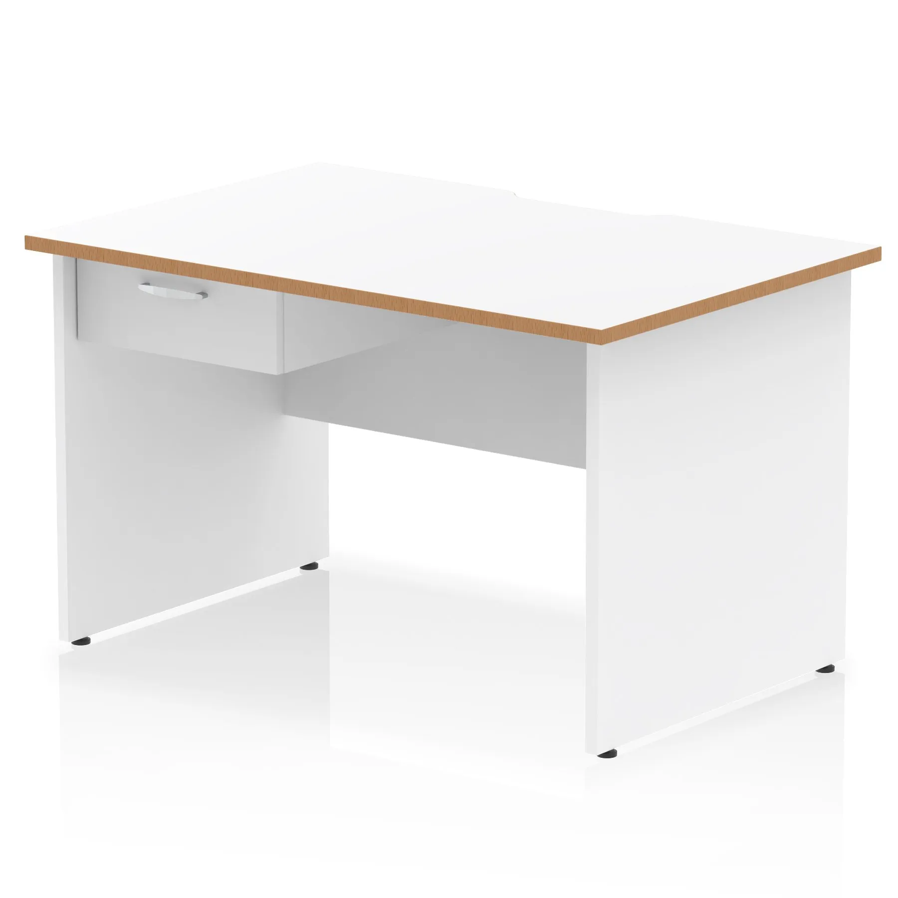 Impulse Scalloped Edge Panel End Straight Desk With Single One Drawer Fixed Pedestal