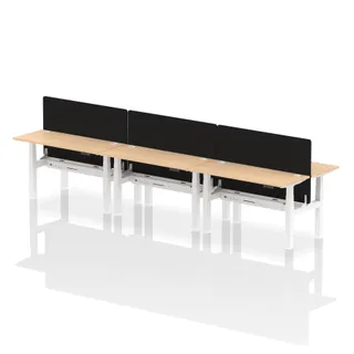 Air Back-to-Back Slimline Height Adjustable Bench Desk - 6 Person