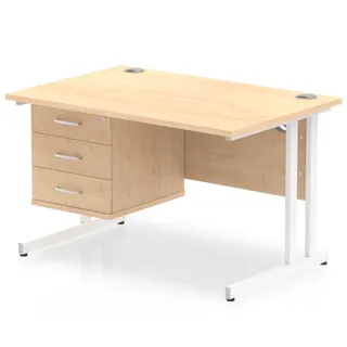 Impulse Cantilever Straight Desk With Single Fixed Pedestal