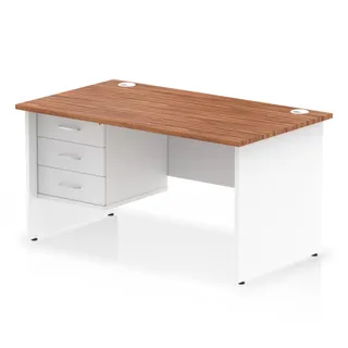 Impulse Panel End Straight Desk With Single Fixed Pedestal