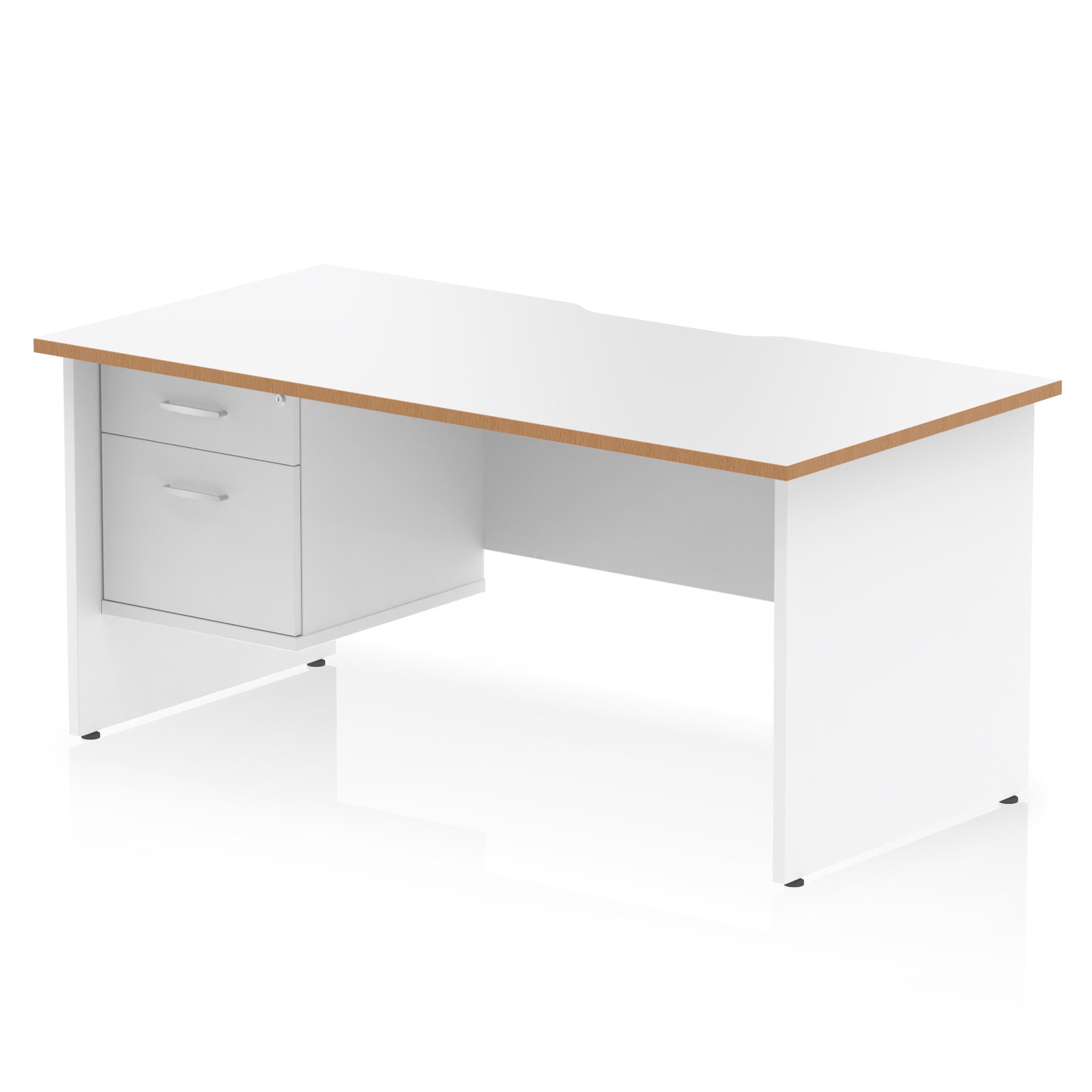 Impulse Scalloped Edge Panel End Straight Desk With Single Fixed Pedestal