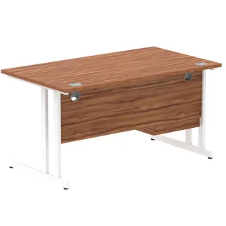 Impulse Cantilever Straight Desk With Single Fixed Pedestal