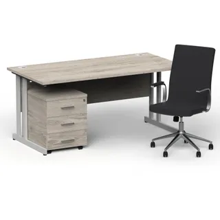 Impulse 1600mm Cantilever Straight Desk With Mobile Pedestal and Ezra Executive Chair