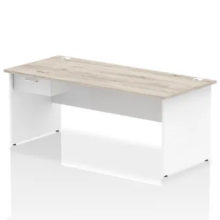 Impulse Panel End Straight Desk With Single One Drawer Fixed Pedestal