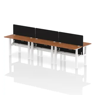 Air Back-to-Back Slimline Height Adjustable Bench Desk - 6 Person