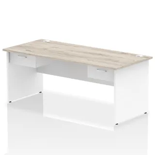 Impulse Panel End Straight Desk With Two One Drawer Fixed Pedestals