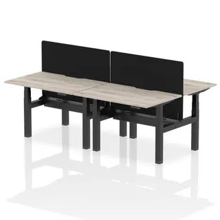 Air Back-to-Back Scalloped Edge Height Adjustable Bench Desk - 4 Person