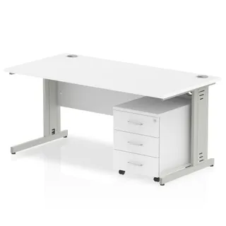 Impulse Cable Managed Straight Desk With Mobile Pedestal