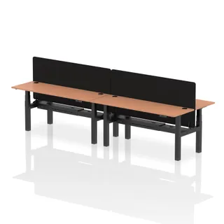 Air Back-to-Back Slimline Height Adjustable Bench Desk - 4 Person