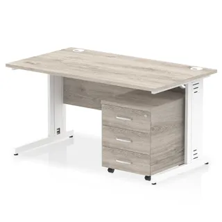Impulse Cable Managed Straight Desk With Mobile Pedestal