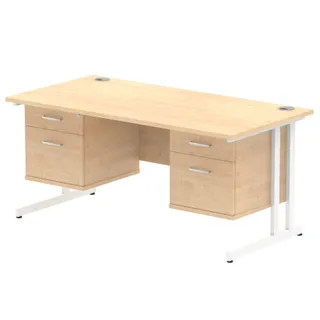 Impulse Cantilever Straight Desk With Two Fixed Pedestal