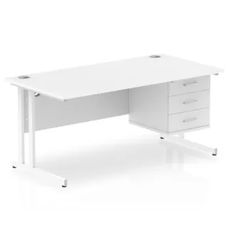Impulse Cantilever Straight Desk With Single Fixed Pedestal