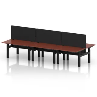 Air Back-to-Back Height Adjustable Bench Desk - 6 Person