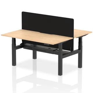 Air Back-to-Back Scalloped Edge Height Adjustable Bench Desk - 2 Person