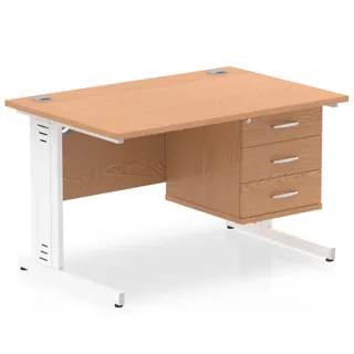 Impulse Cable Managed Straight Desk With Single Fixed Pedestal