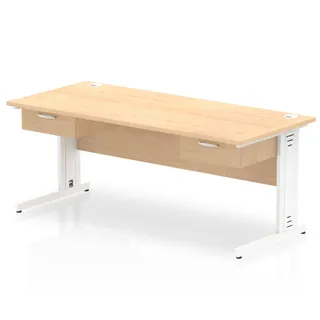 Impulse Cable Managed Straight Desk With Two One Drawer Fixed Pedestals