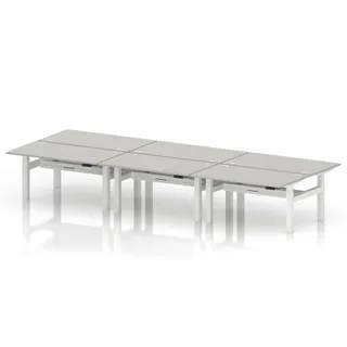 Air Back-to-Back Height Adjustable Bench Desk - 6 Person
