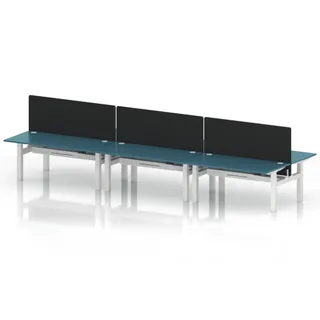 Air Back-to-Back Height Adjustable Bench Desk - 6 Person