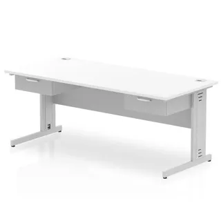 Impulse Cable Managed Straight Desk With Two One Drawer Fixed Pedestals