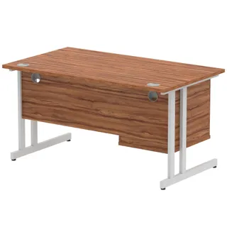 Impulse Cantilever Straight Desk With Single Fixed Pedestal