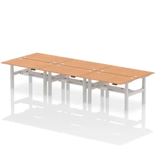 Air Back-to-Back Height Adjustable Bench Desk - 6 Person