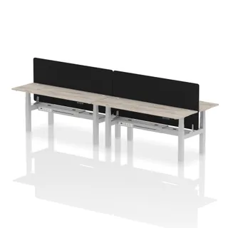 Air Back-to-Back Slimline Height Adjustable Bench Desk - 4 Person