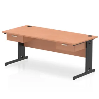Impulse Cable Managed Straight Desk With Two One Drawer Fixed Pedestals