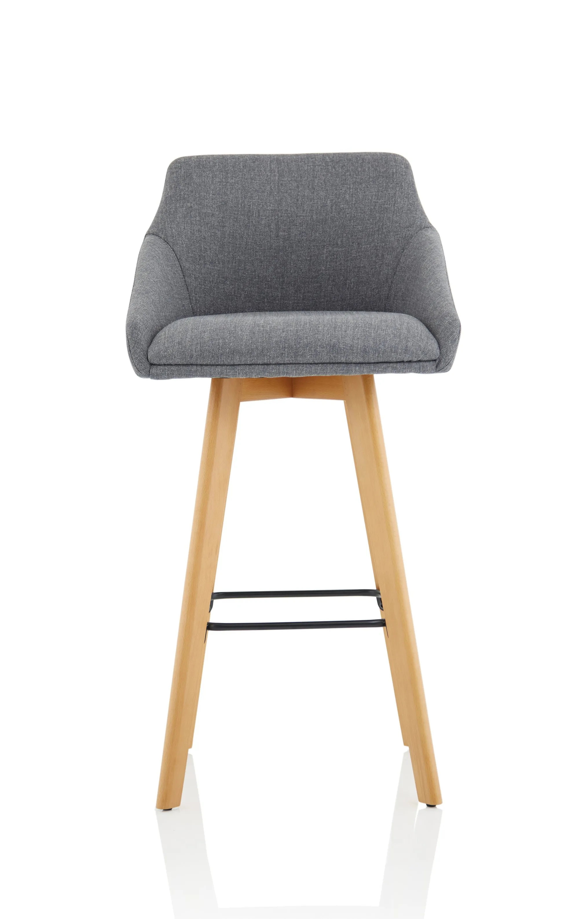 Carmen Grey Fabric Wooden Leg High Stool Chair