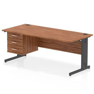 Impulse Cable Managed Straight Desk With Single Fixed Pedestal