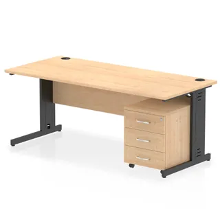 Impulse Cable Managed Straight Desk With Mobile Pedestal