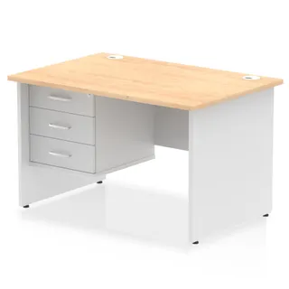 Impulse Panel End Straight Desk With Single Fixed Pedestal