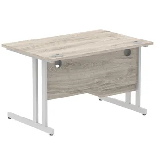 Impulse Cantilever Straight Desk With Single Fixed Pedestal