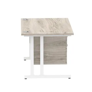 Impulse Cantilever Straight Desk With Single Fixed Pedestal