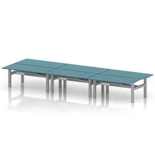 Air Back-to-Back Height Adjustable Bench Desk - 6 Person