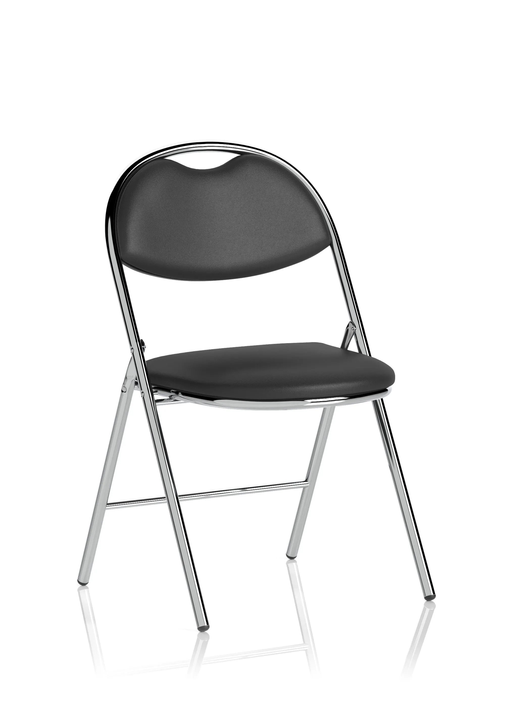 EE - Milan High Back Black Vinyl Chrome Frame Folding Visitor Chair