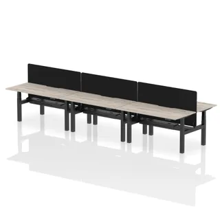 Air Back-to-Back Scalloped Edge Height Adjustable Bench Desk - 6 Person