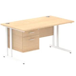 Impulse Cantilever Straight Desk With Single Fixed Pedestal