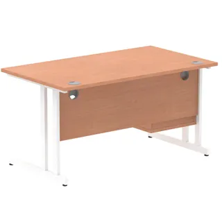 Impulse Cantilever Straight Desk With Single Fixed Pedestal