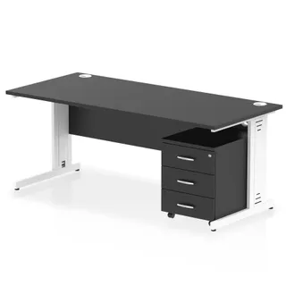 Impulse Cable Managed Straight Desk With Mobile Pedestal