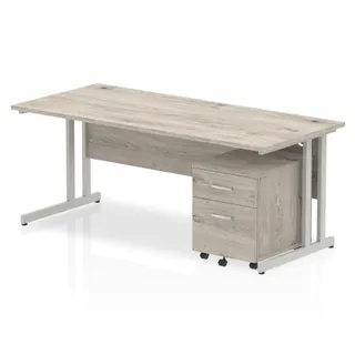 Impulse Cantilever Straight Desk With Mobile Pedestal