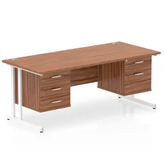 Impulse Cantilever Straight Desk With Two Fixed Pedestal
