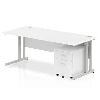 EE - Impulse Cantilever Straight Desk With Mobile Pedestal