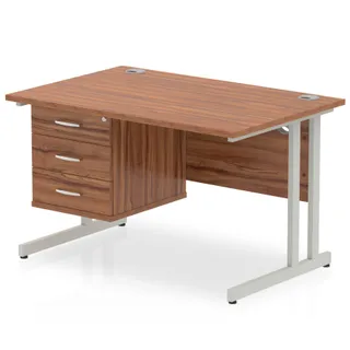 Impulse Cantilever Straight Desk With Single Fixed Pedestal