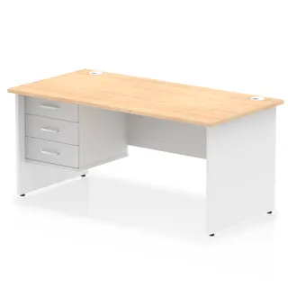 OE - Impulse Panel End Straight Desk With Single Fixed Pedestal Two Tone