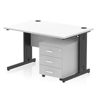 Impulse Cable Managed Straight Desk With Mobile Pedestal