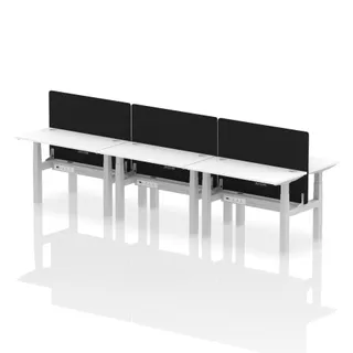 Air Back-to-Back Slimline Height Adjustable Bench Desk - 6 Person