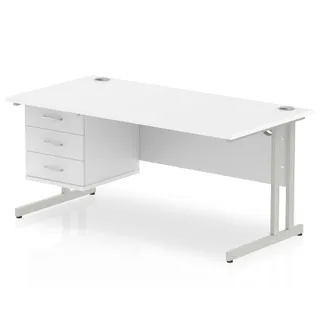 OE - Impulse Cantilever Straight Desk With Single Fixed Pedestal