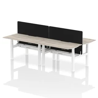 Air Back-to-Back Scalloped Edge Height Adjustable Bench Desk - 4 Person