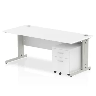 Impulse Cable Managed Straight Desk With Mobile Pedestal