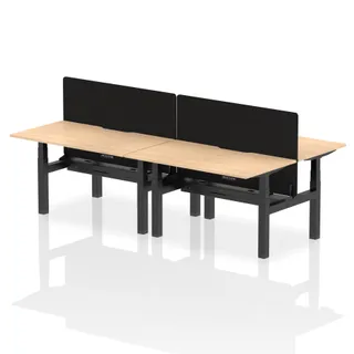 Air Back-to-Back Scalloped Edge Height Adjustable Bench Desk - 4 Person